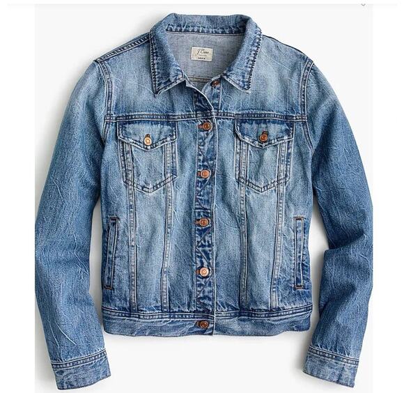 J. Crew Jackets & Blazers - J CREW Classic Jean Denim Jacket Boyfriend Trucker XS Y2K Patriot Blue Wash